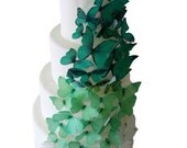EDIBLE CAKE TOPPERS - 40 Ombre Edible Butterflies in Green, Winter Wedding Cake, Cake Decorations, Emerald or Forest Green Il_170x135
