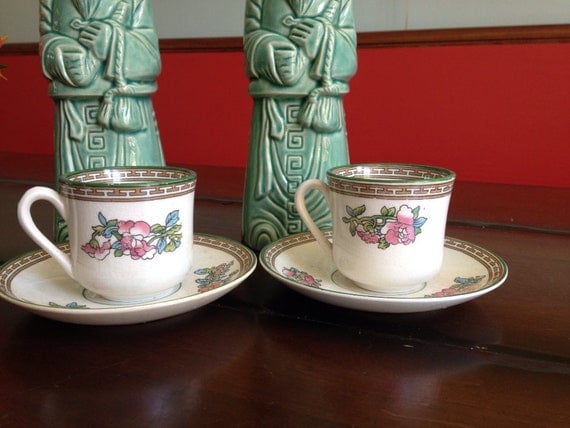 Asian wedding saucers  Chinese for and Blossom Cherry and  Saucer Demitasse Pair Vintage  Cup vintage cups
