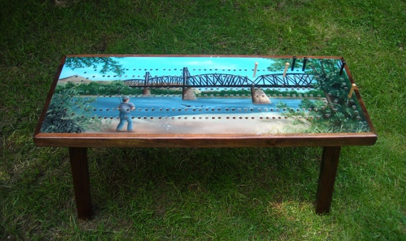 Cribbage Board Coffee Table Custom Art Work Custom Cribbage