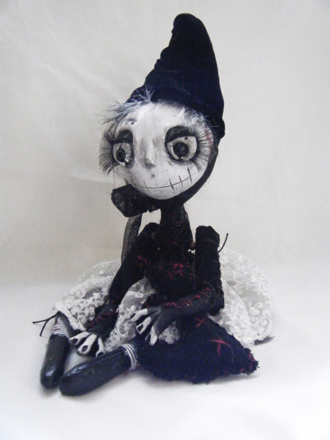 Handmade Gothic Ooak Creepy Gothic Rag Art Doll Silly