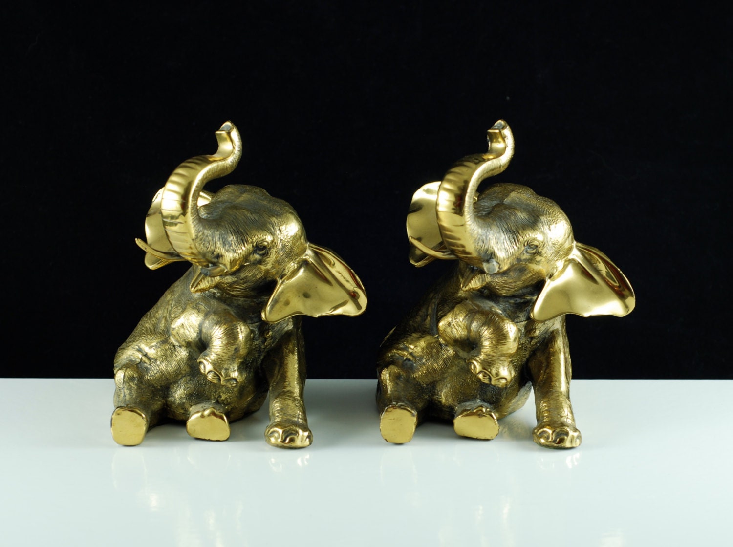 Antique Jennings Brothers Elephant Figural Bookends by BirneyCreek