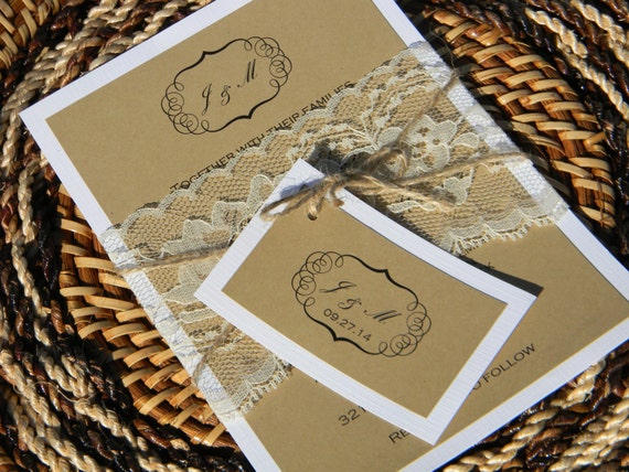 Rustic Lace And Twine Wedding Invitation Suite