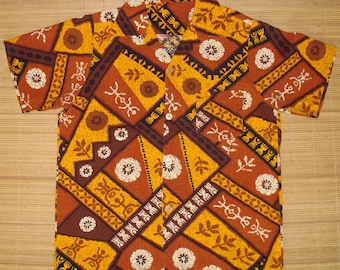 Mens Vintage Tribal Tapa Tiki Hawaiian Aloha Shirt - S - The Hana Shirt Co