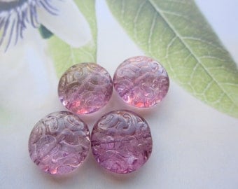 Amethyst Czech Brocade Beads 4Pcs.