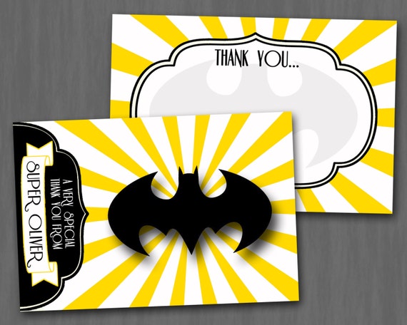 Items similar to Batman Thank You Cards (PRINTABLE FILE ONLY) on Etsy
