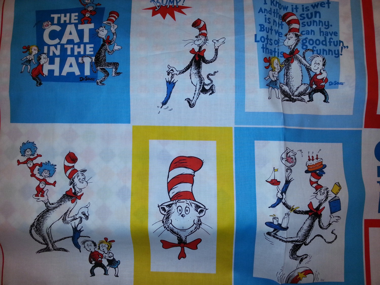 dr-seuss-cat-in-the-hat-robert-kaufman-book-story-panel-of-squares-2-3-yard-cotton-quilt-fabric