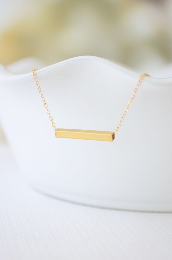 Gold bar necklace simple bar necklace modern by OliveYewJewels