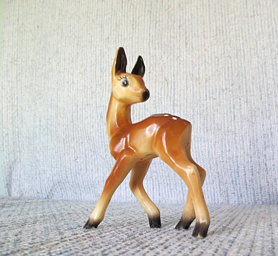 Vintage Woodland Animal Fawn Figurine Mid Century Woodland Wedding or Nursery Decor Baby Deer Plastic Toy
