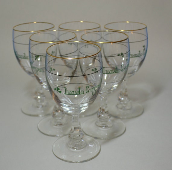 6 IRISH COFFEE Glasses Luminarc Gold Rimmed Unused in