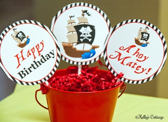 Pirate Birthday 4 Inch Party Circles, Instant Download, Printable, Digital Il_570xn