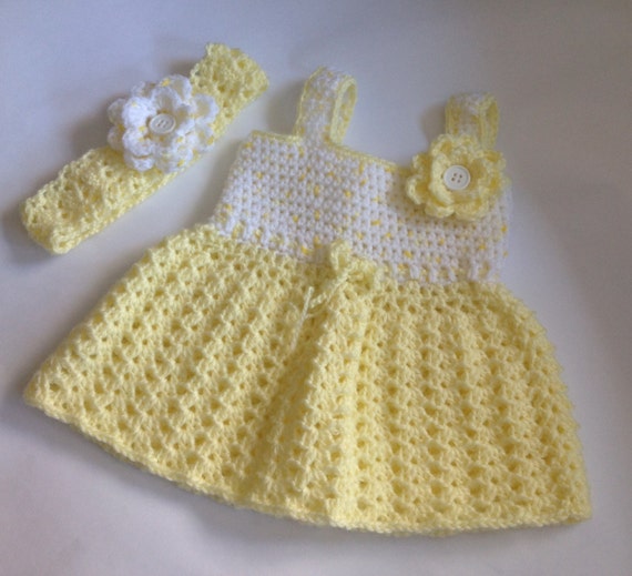 pattern etsy dress crochet PDF dress with tutorial Headband Pattern, girl PDF Crochet baby dress