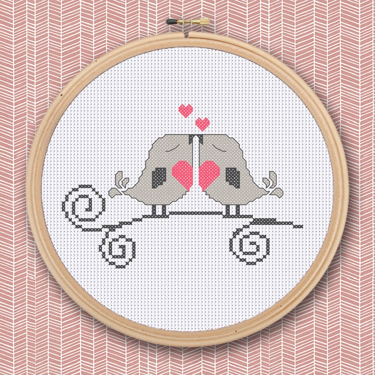 Love Birds Cross Stitch Pattern / Digital file / Instant