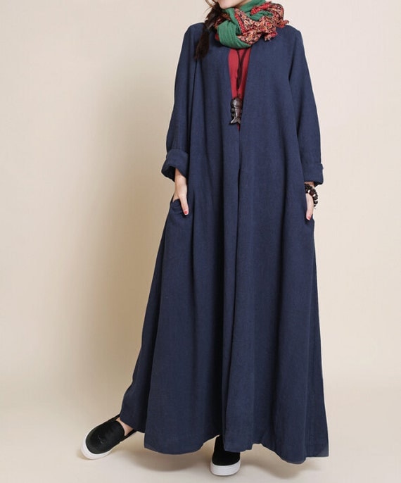 Spring and autumn wear Oversized loose maxi dress Cotton and