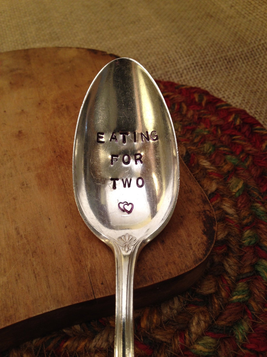 Hand Stamped Silver Spoon Vintage Spoon Vintage by ThirtySixDesign