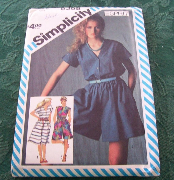 1980's Vintage Simplicity Pattern 6368 Misses Dress and