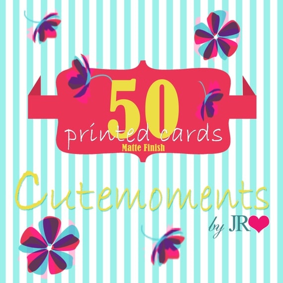 50 Printed 5x7 Flat Cards on Cardstock Matte Finish.