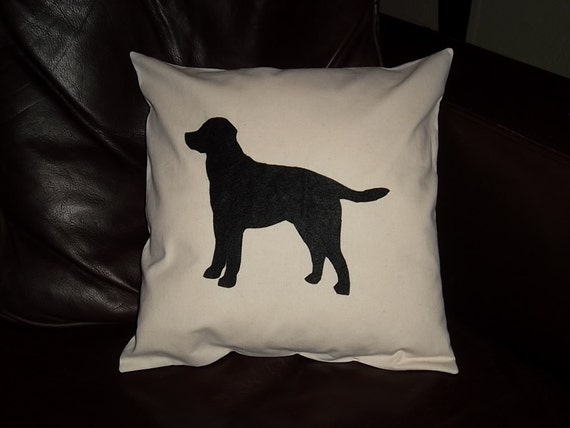 black lab hooked pillow