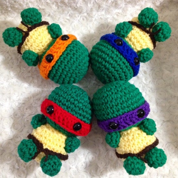 Set of 4 Amigurumi Crochet Turtle with Ninja by ...