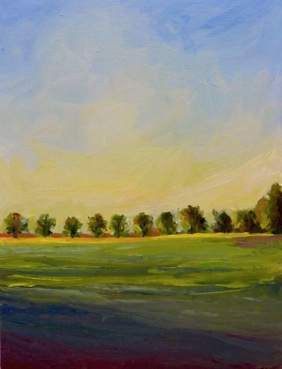 Items similar to Original Landscape Oil Painting Horizon at Dusk on Etsy