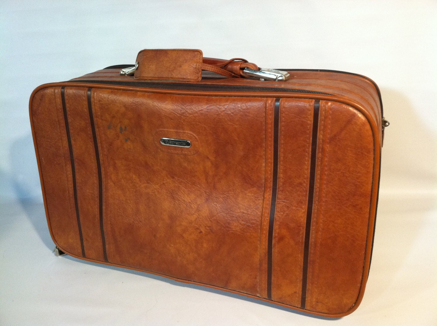 Brown Old Samsonite Suitcase Travel Case Bag Carry On Luggage