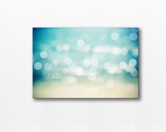 beach canvas art bokeh photography canvas nautical decor 12x18 fine art photography canvas gallery wrap abstract canvas coastal aqua blue