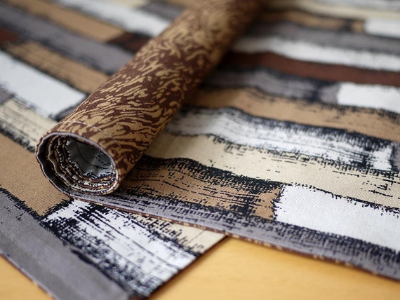 Brown Strata Print Reversible Cloth Placemats from my Mineral Forest Collection of Fabrics