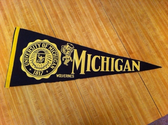 University Of Michigan Vintage Felt Pennant