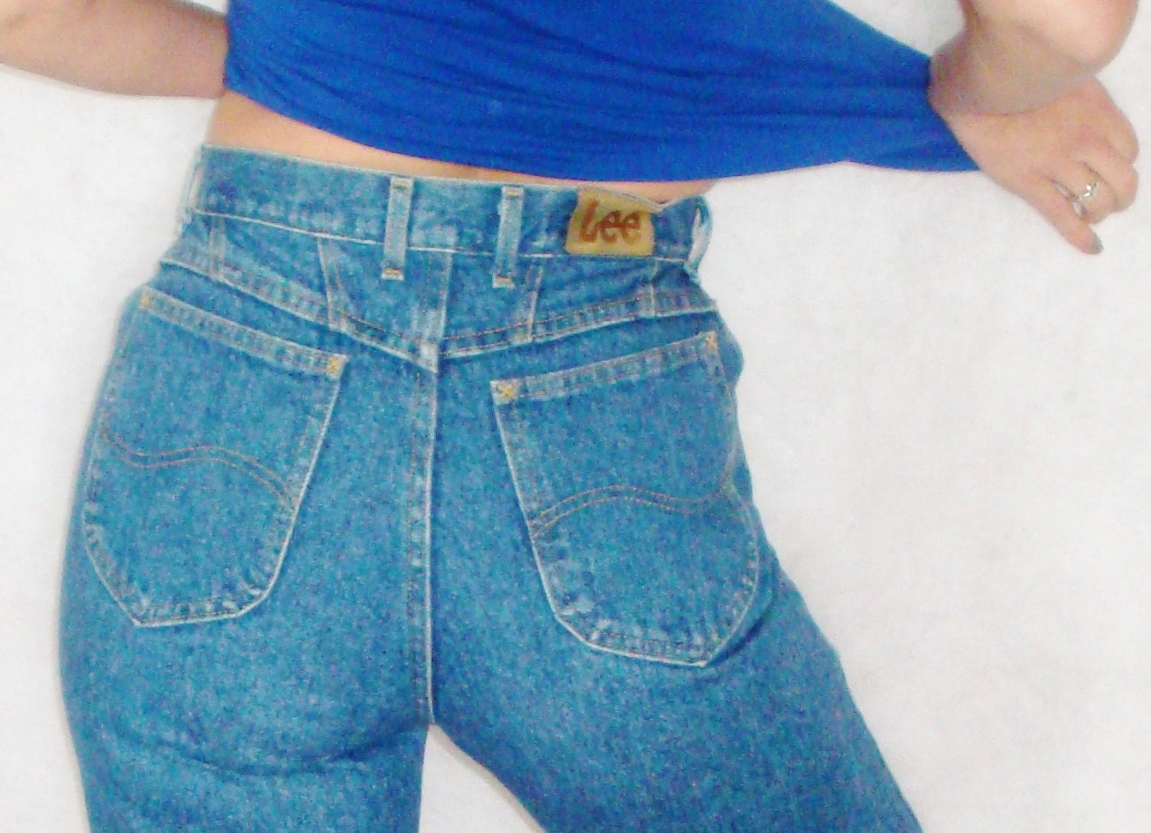 High Waisted Lee Jeans 80's Peg Leg Tapered Fit Long Mom