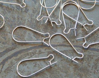 24X11mm Silver Plated Kidney Ear Wires, 40 PC - 20 PAIR (Indoc154)