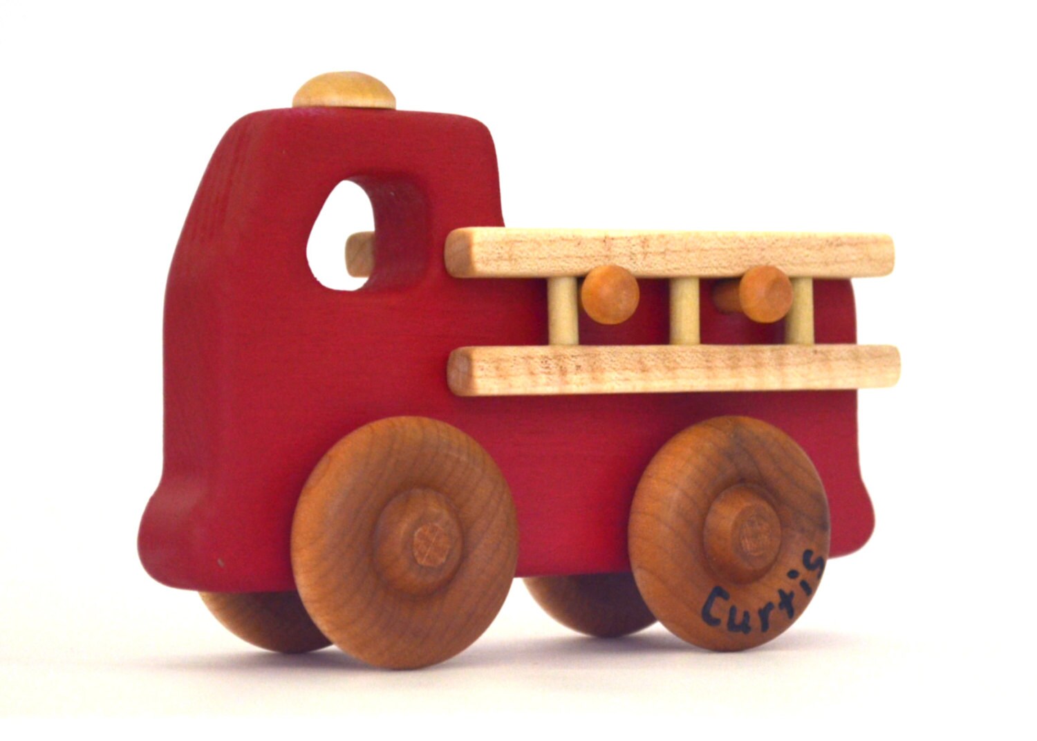 Personalized Wooden Toy Fire Truck Waldorf by hcwoodcraft