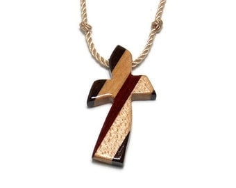 Wooden Cross Necklace, Wooden Cross Pendant, Men's Cross Necklace, Cross Necklace, Wood Cross Pendant, Husband Gift, Mens Jewelry Cross