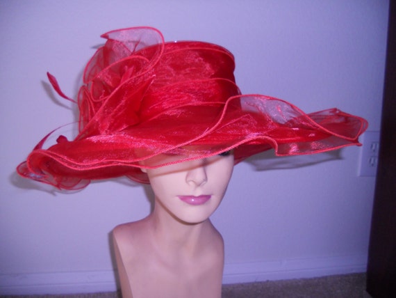 Red Kentucky Derby hat by RealHousewifeHats on Etsy