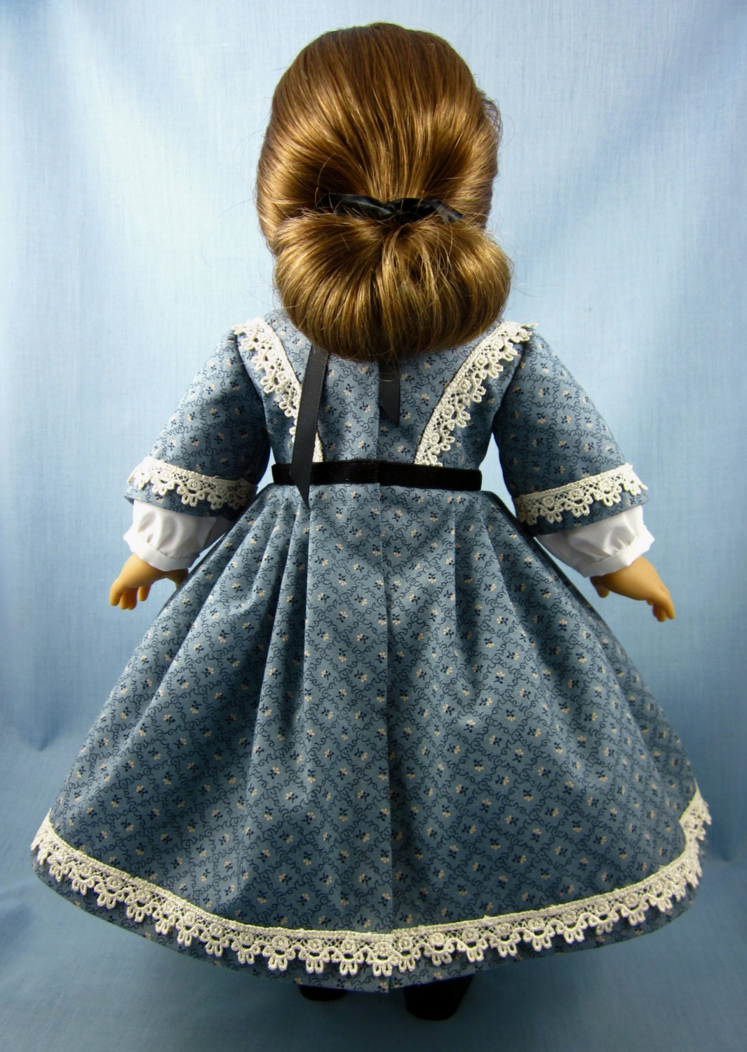 1860s Civil War Era Dress American Doll 18 Inch Steel Blue