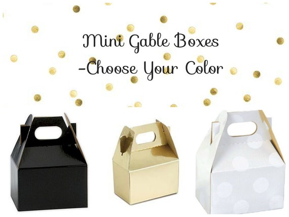 CHOOSE YOUR OWN Mini Gable Boxes, Black, Gold White Mini totes // Wedding Supplies // Party Favors // Birthday // Baby Shower // Supplies Il_570xn