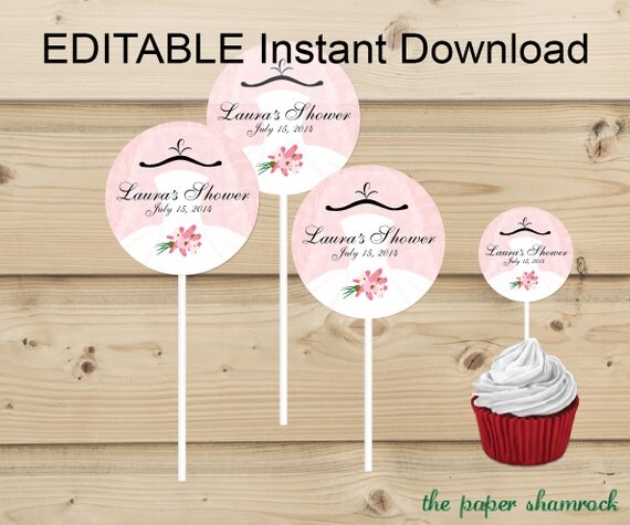 EDITABLE Instant Download - Bridal Shower / Wedding Shower Cupcake Topper, Custom Cupcake Toppers, Personalized Cupcake Topper Il_570xn