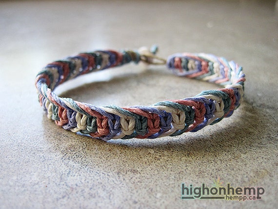 Soft Pastel Fishbone Hemp Bracelet