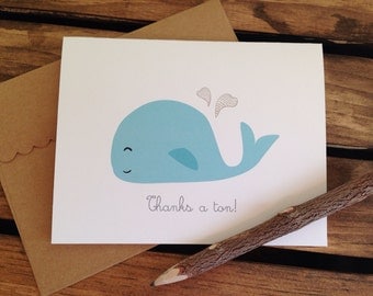 Blue Whale - 'Thanks a ton' - thank you greeting card