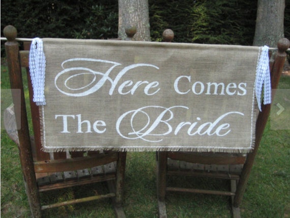  Here Comes The Bride Banner Burlap Banner by YourDivineAffair