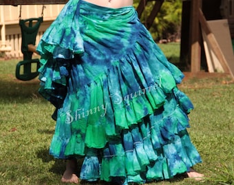 Hand tie dyed belly dance skirt, renaissance, bohemain, gypsy, ATS,ITS
