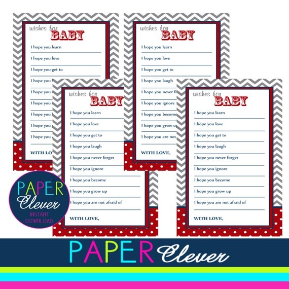 Baby Well wishes in nautcial theme red and navy, INSTANT DOWNLOAD, printable Il_570xn