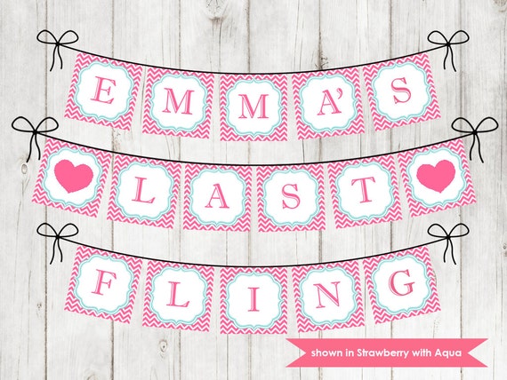 Personalized Bachelorette Party Banner - Printable Bachelorette Themed Chevron Banner - Colors and Name Customizable Il_570xn