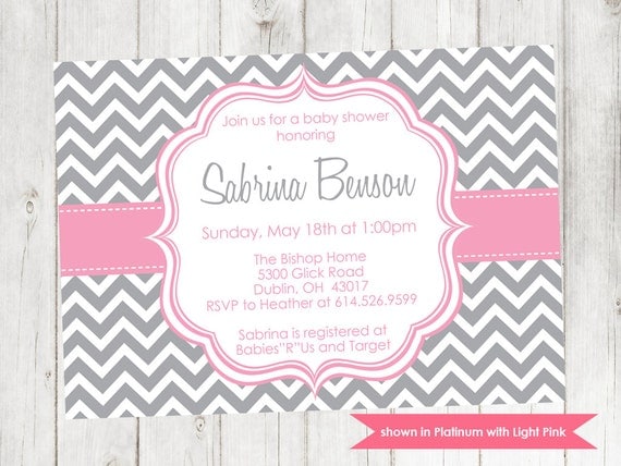 Chevron Baby Shower Invitation - Printable Shower Themed Invite - Colors and Text Customizable Il_570xn