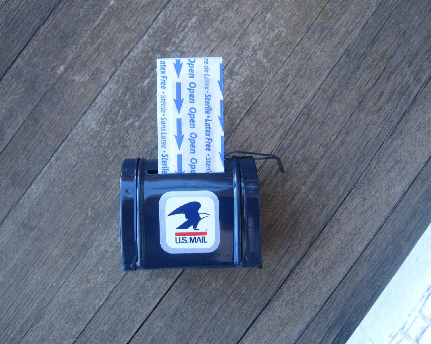 Vintage mini mailbox stamp dispenser / Metal mailbox replica