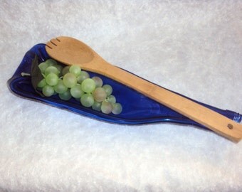 Cobalt blue melted wine bottle spoon rest