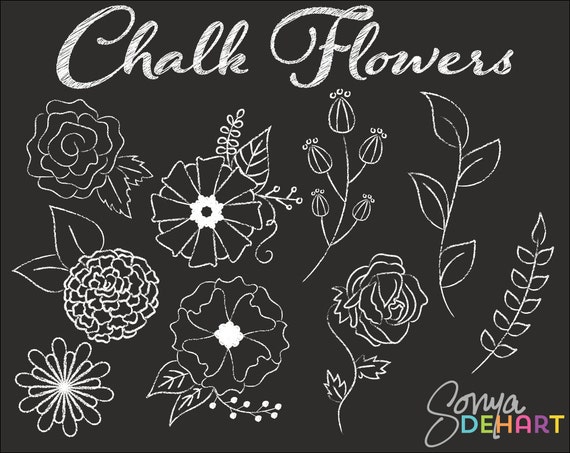 free chalkboard flower clipart - photo #26