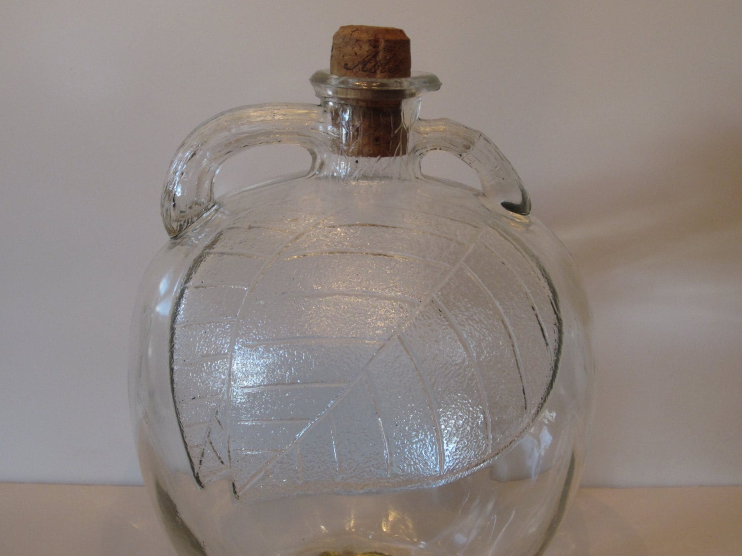 Vintage Clear Apple Shaped Cider or Vinegar Jug with Cork