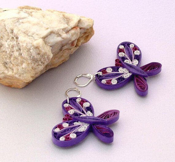Items similar to Quilled butterfly earrings on Etsy