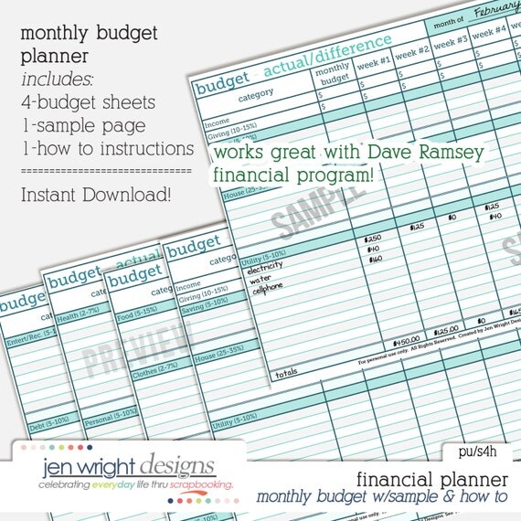 Monthly Budget Financial Planner Printable Worksheet