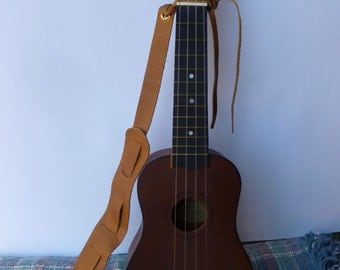 Ukuele Strap -Adjustable Light Brown Leather