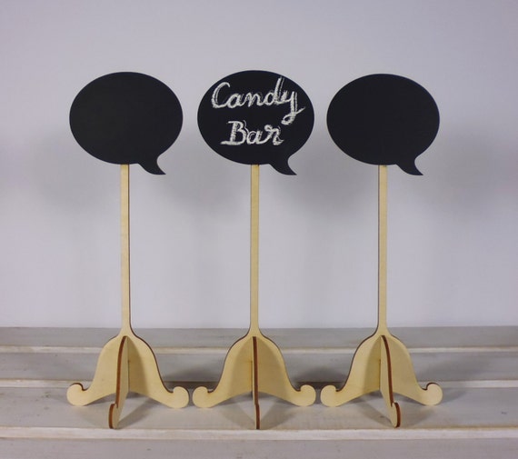 10 Wedding Chalkboard Candy Bar Signs + Stands Speech Bubble Signs